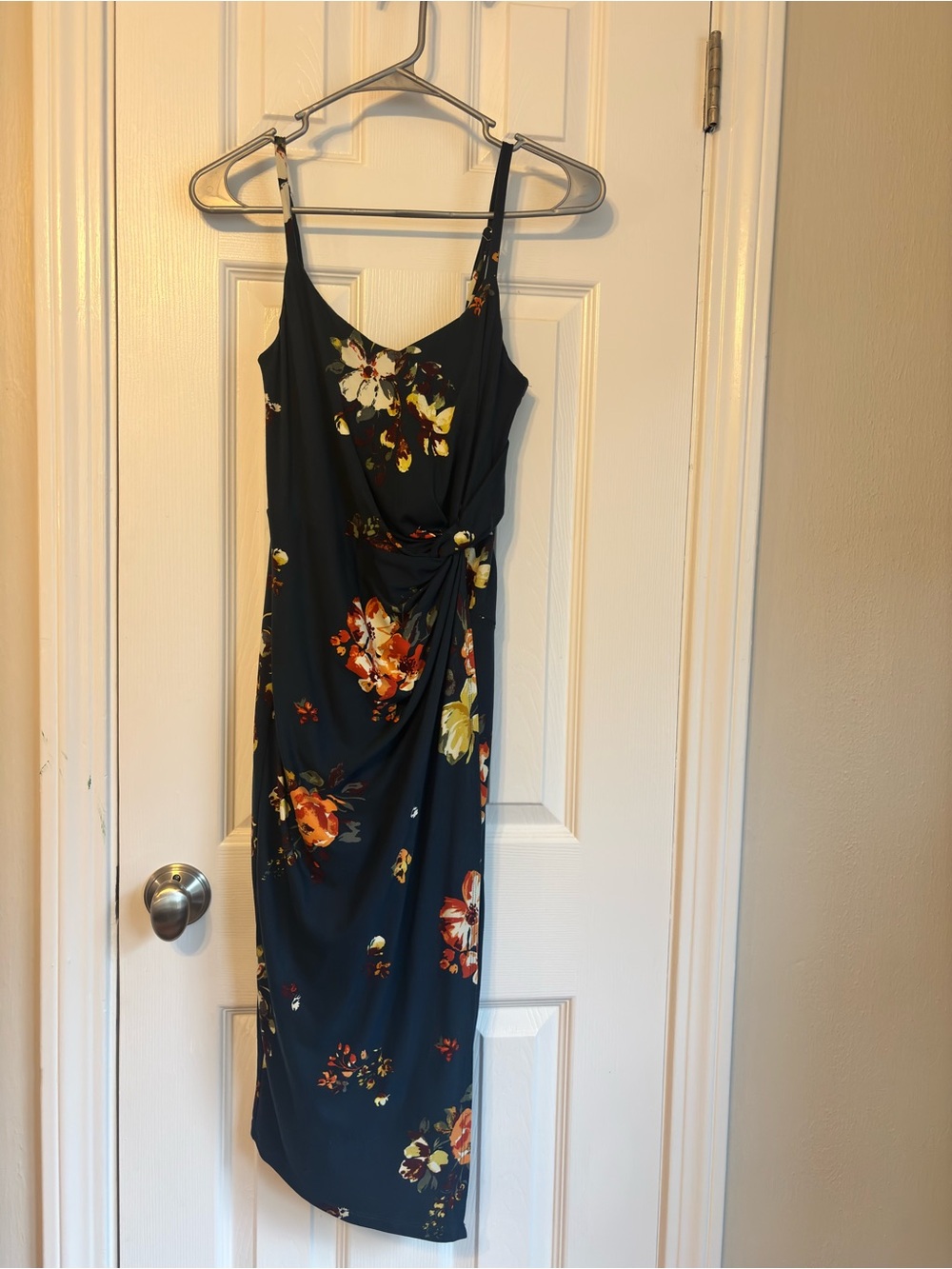 Floral Navy Tie-Detail Slip Dress